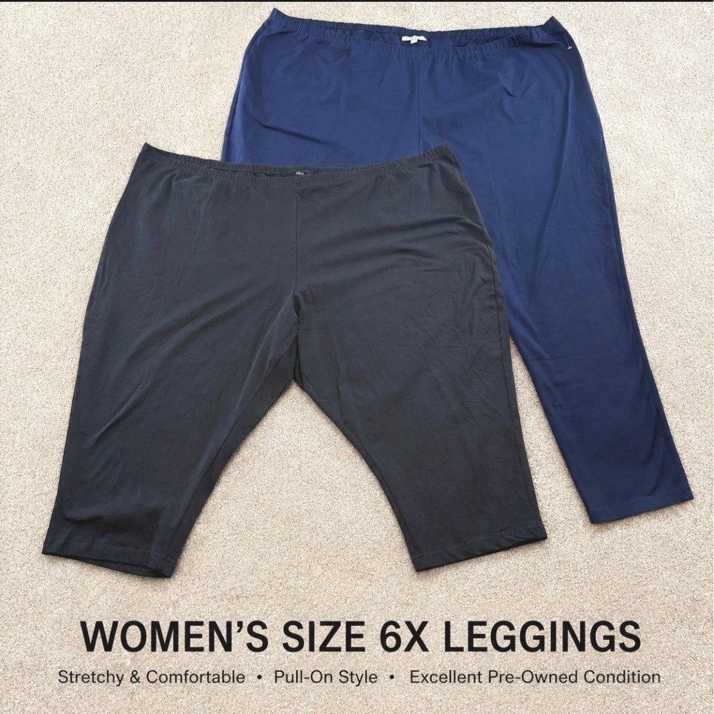 Woman Within Ellos 6X 42 44 Lot Navy Black Knit Leggings Capris Plus Loungewear